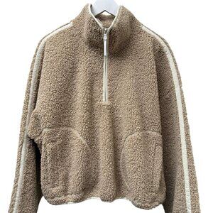 Old Navy Sherpa Pullover Medium Beige Fleece Pullover Jacket Womens 1/2 Zip